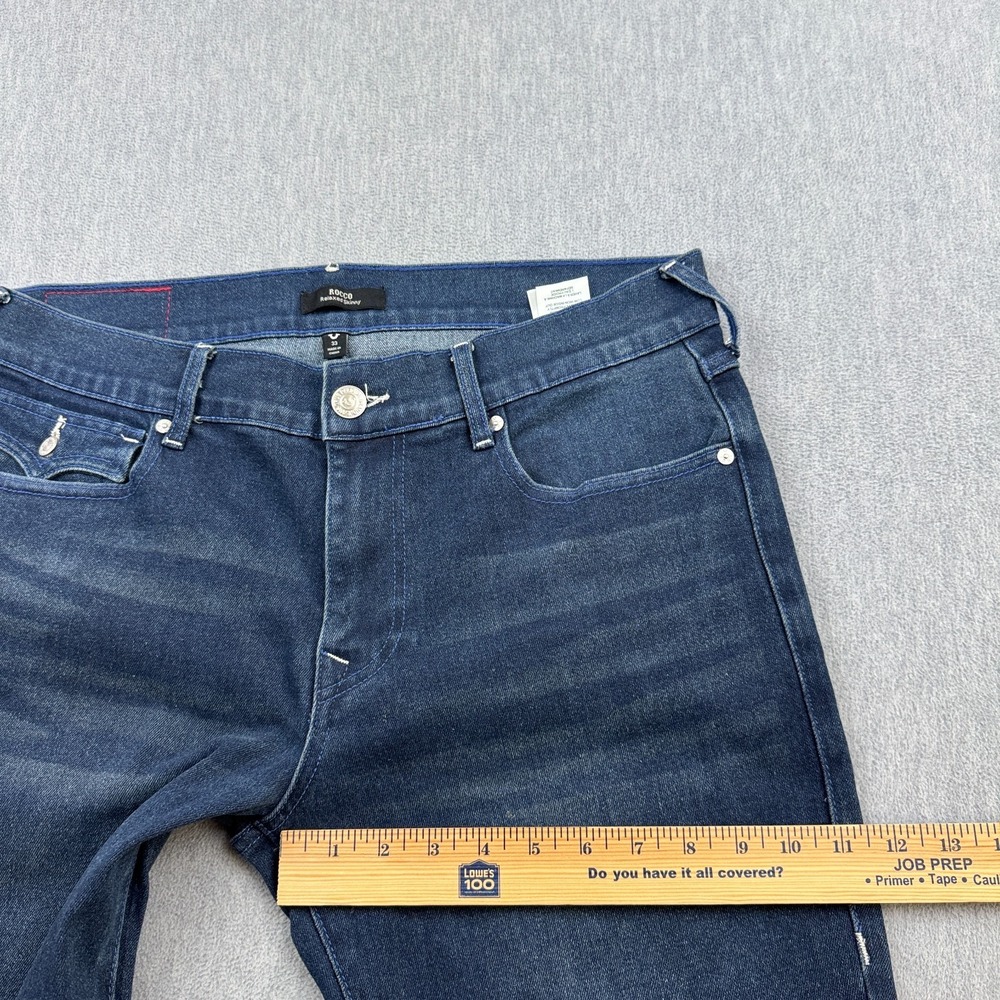 True Religion Jeans Mens 33 Blue Rocco Relaxed Skinny Denim Dark Wash Stretch - Picture 12 of 15